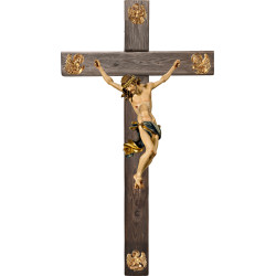 Cristo Barroco en cruz Madera vieja con Evangelistas